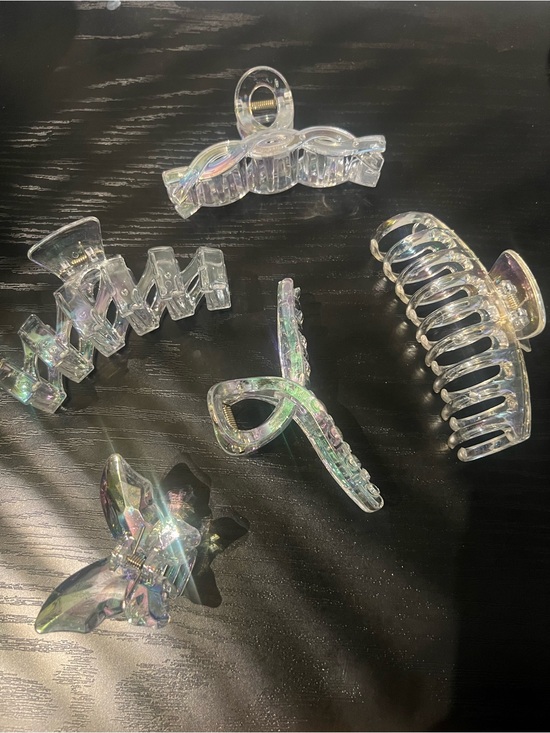 Private Label Accessories - Iridescent Clear Hair Claw Clip Set - 5pcs